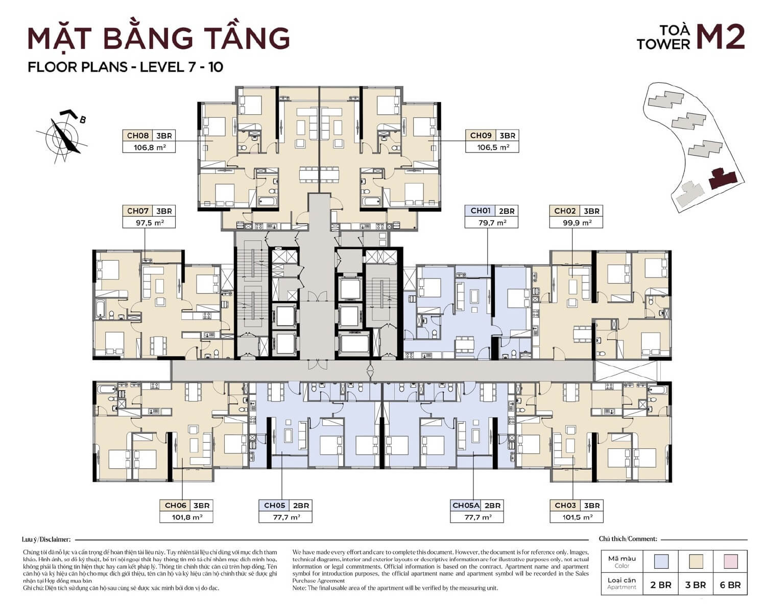 Mặt bằng tầng 7-10 tòa M2 dự án Metropoli5 Nam An Khánh