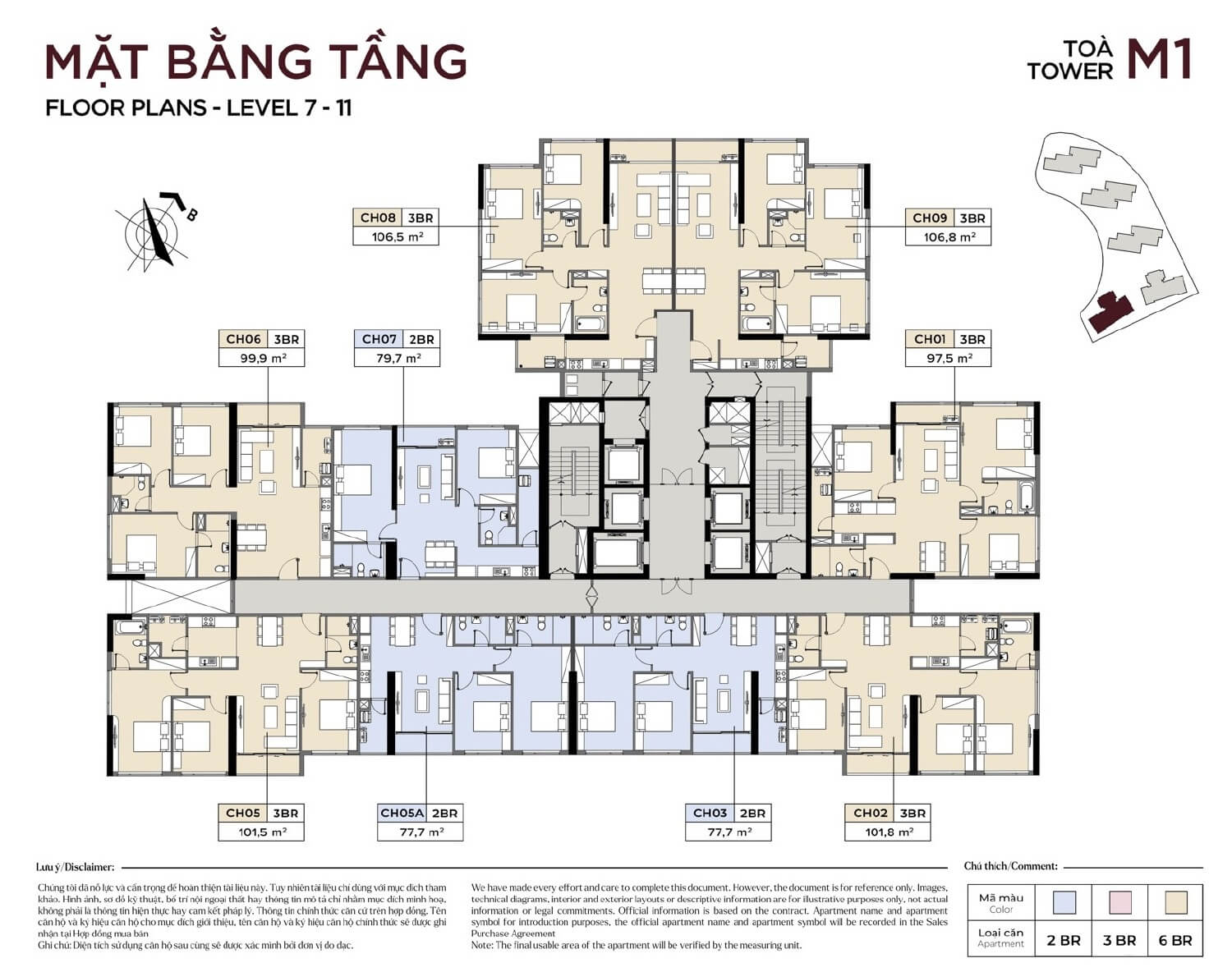Mặt bằng tầng 7-11 tòa M1 dự án Metropoli5 Nam An Khánh