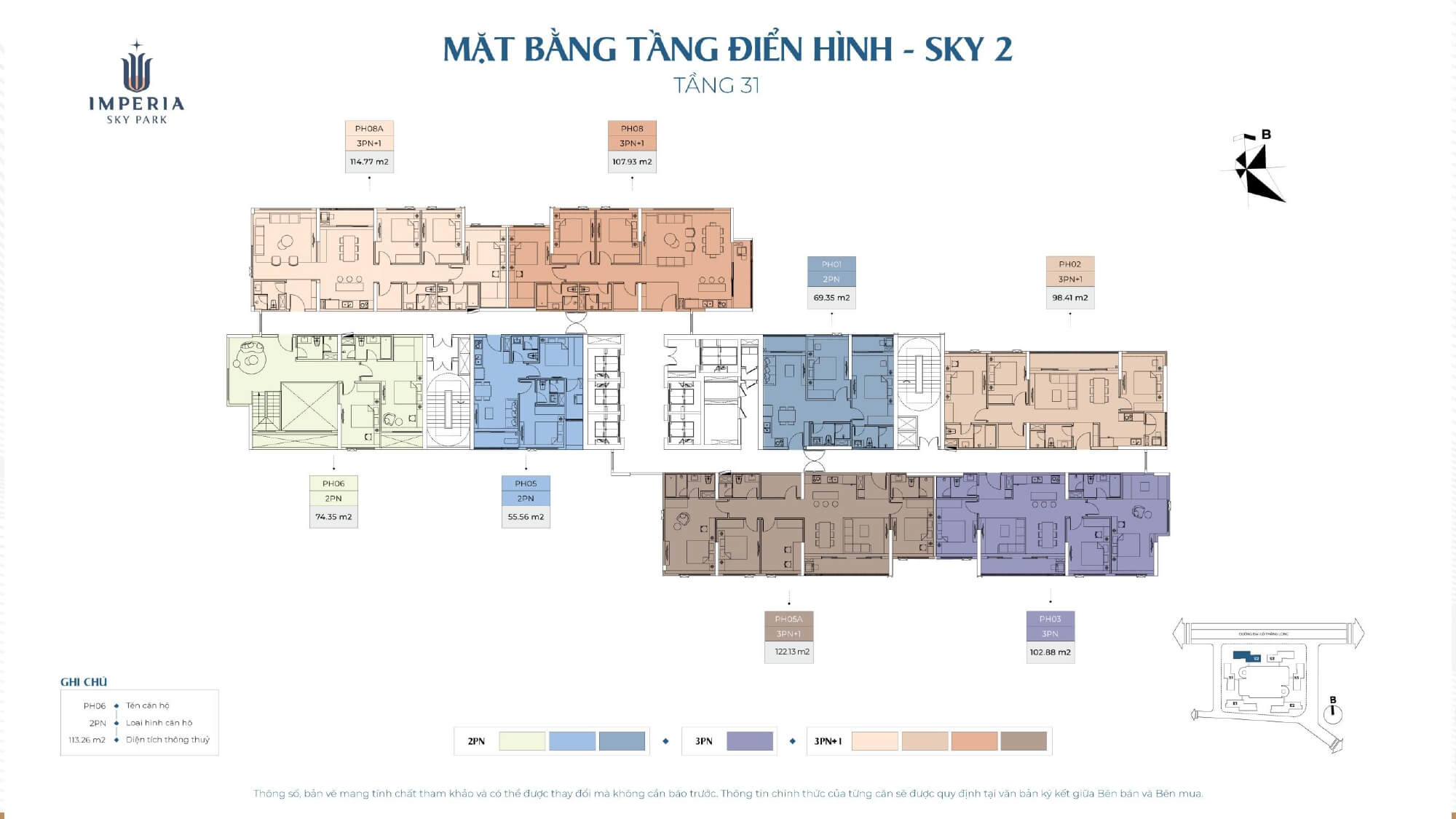 Mặt bằng tầng 31 tòa Sky 2 dự án Imperia Sky Park Nam An Khánh