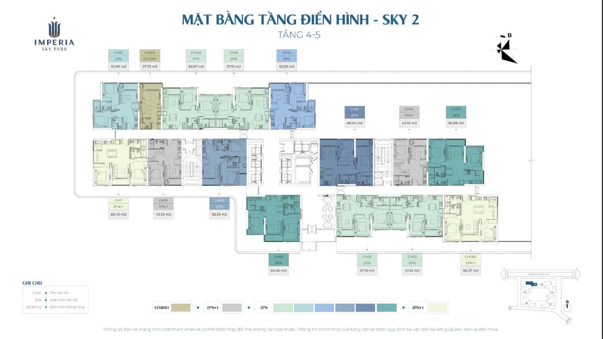 Mặt bằng tầng 4-5 tòa Sky 2 dự án Imperia Sky Park Nam An Khánh