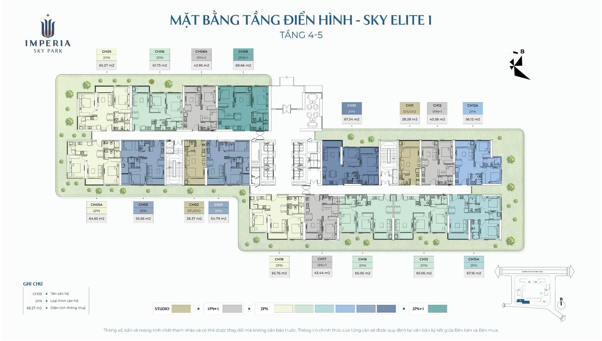 mặt bằng tầng 4-5 tòa sky elite 1 dự án imperia sky park an khánh