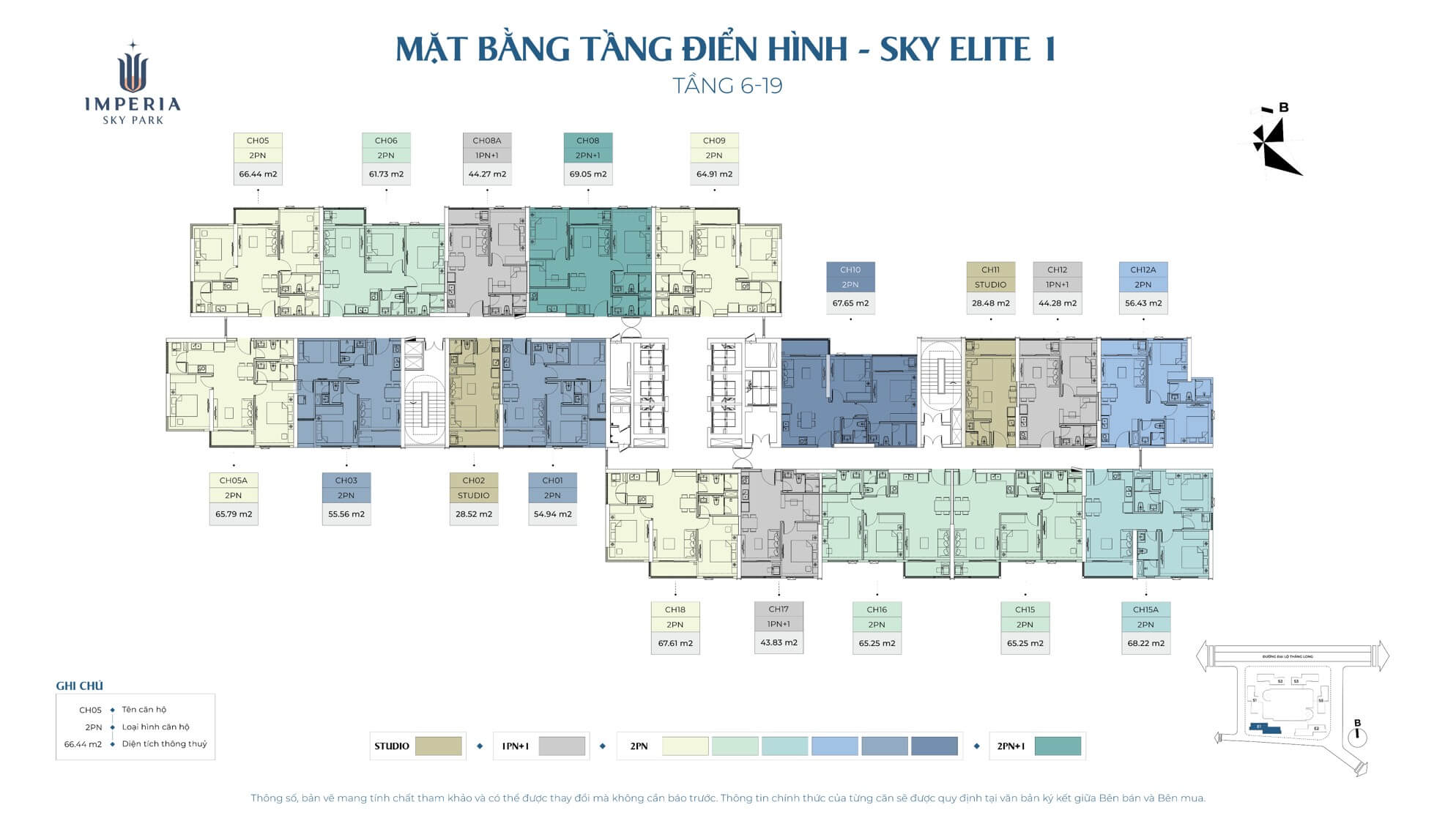 mặt bằng tầng 6-19 tòa sky elite 1 dự án imperia sky park an khánh