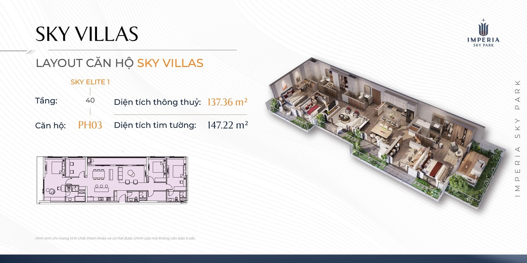 thiết kế căn hộ sky villas imperia sky park nam an khánh